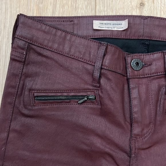 AG Adriano Goldschmied Moto Zipper Legging 29” Inseam Size 26R in Burgundy Wine - Picture 9 of 12